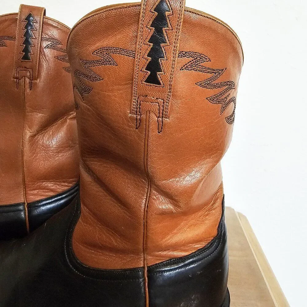 Ariat Men's size 9D Brown and Black Leather Cowboy Work Boots